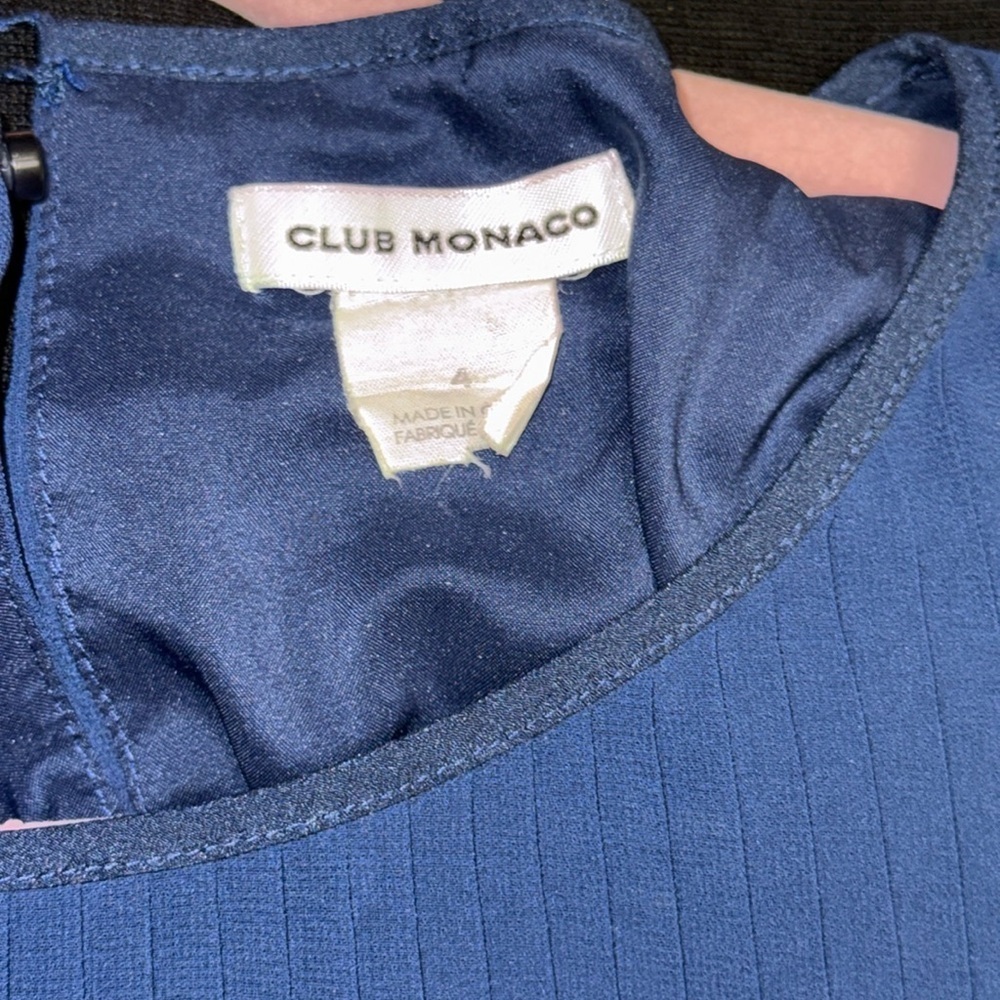 CLUB MONACO Jonet Romper Pleated Sheer Open Back In Rajasthan Navy Size 4 - Picture 11 of 12